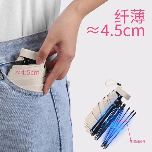 【网红推荐款】精致小卡包迷你太阳伞折叠 晴雨两用/阻隔率>99% 六折迷你遮阳 防紫外线伞 UPF50+ 商品图3