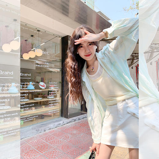 <曾小咸推荐> 【休闲日常】浅绿衬衫+背心 商品图0