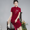 XGTQ24029红桃2024夏装新款改良国风红色喜庆婚宴婆婆礼服送考旗袍裙 商品缩略图2