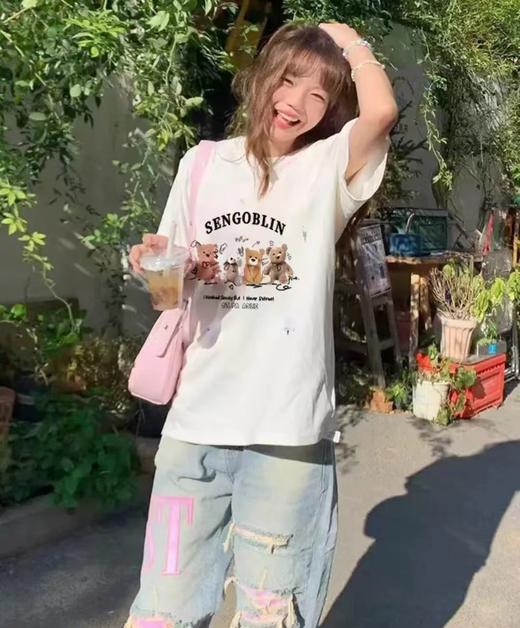 【限时价】喜出100%棉- 四只小熊 印花情侣T恤 商品图1