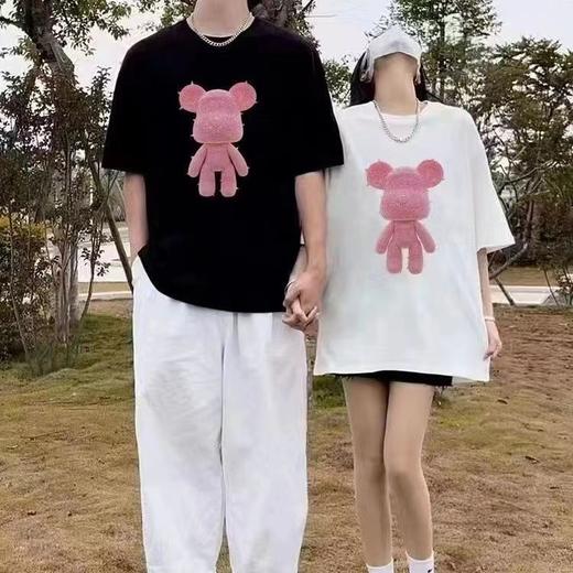 【限时价】喜出100%棉- 立体粉钻熊 印花情侣T恤 商品图0