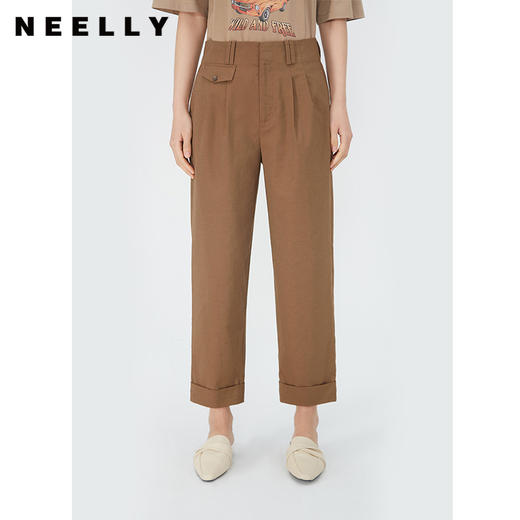 NEELLY纳俪商场同款工装风休闲裤女夏季百搭通勤显瘦直筒裤九分裤N24051H01156 商品图2