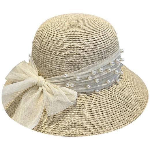 优雅编珍珠网纱，遮阳帽蝴蝶结法式帽LJX-007 商品图4