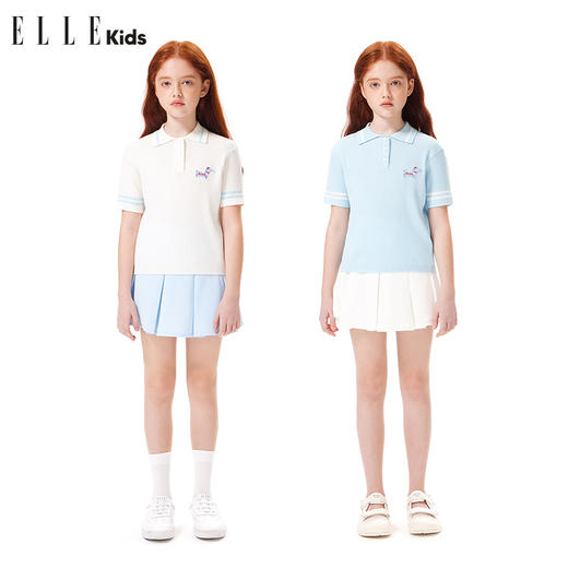 ELLEKIDS 童装 学院风腊肠狗绣花polo针织衫 商品图1