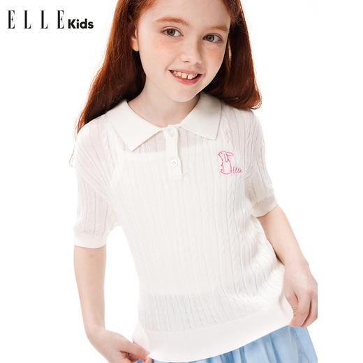 ELLEKIDS 童装 兔子提花短袖针织polo衫 商品图2