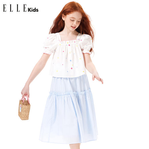 ELLEKIDS 童装 法式木耳边棉布半身裙 商品图3