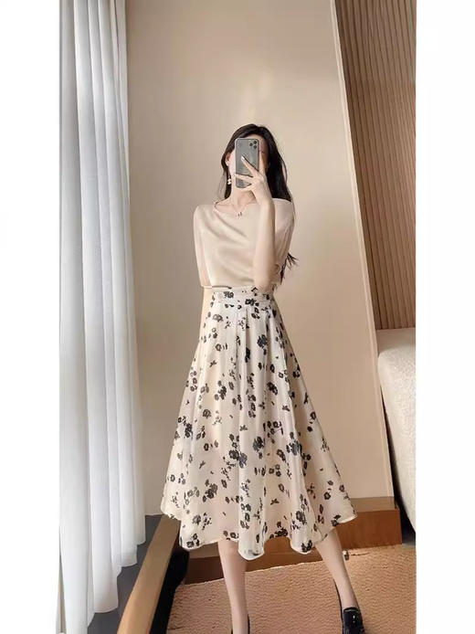御姐轻熟风港味冷淡高级感套装法式茶歇名媛长裙绝美碎花连衣裙夏-ym 商品图3