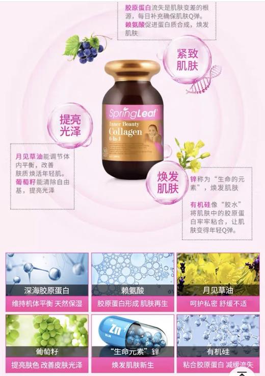 Spring Leaf绿芙六合一胶原蛋白冻龄胶囊180粒大瓶三个月量 商品图4