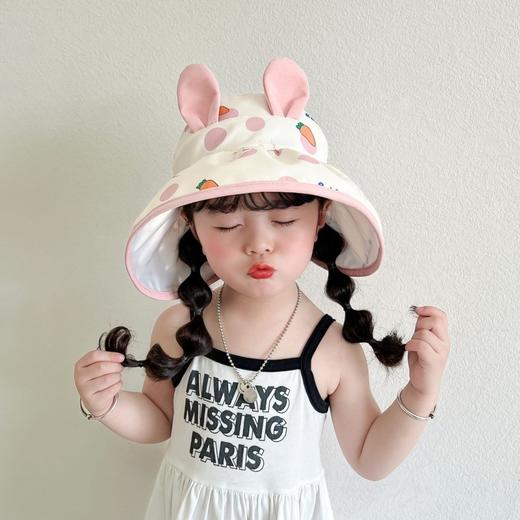 【轻盈大帽檐，舒适透气！】夏季超萌可爱户外遮阳卡通空顶透气帽，双层大檐小童便携防晒软渔夫帽，立体造型 防晒也可可爱爱-QQ 商品图6