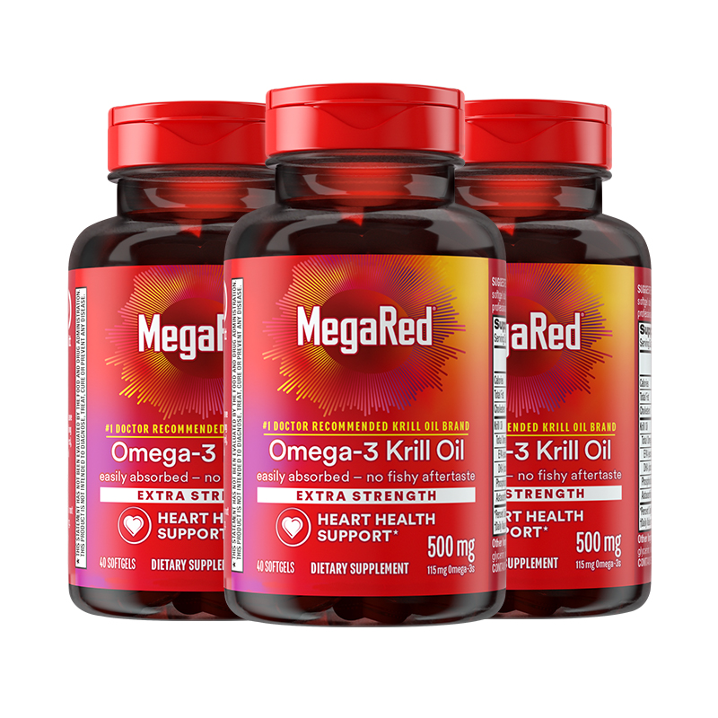 MegaRed脉拓 500mg养护版磷虾油 40粒x3瓶