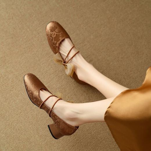 【预售5天】文艺复古风蝴蝶结玛丽珍女鞋，圆头粗跟气质百搭浅口单鞋NJMK&K963 商品图1