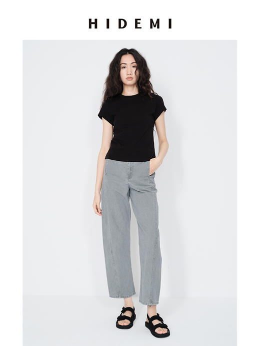 HIDEMI 魔术贴宽带设计感厚底凉鞋 军绿色帆布拼皮/黑色麂皮 商品图6