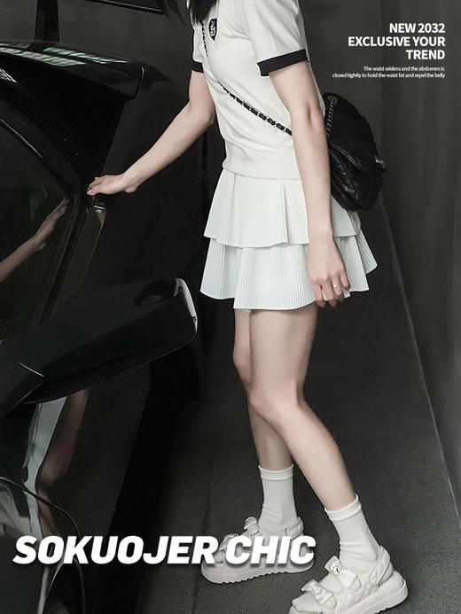 夏季【双层蛋糕裙】蓬蓬高腰半身裙 韩国气质甜美荷叶边短裙 防走光百褶裙 商品图3