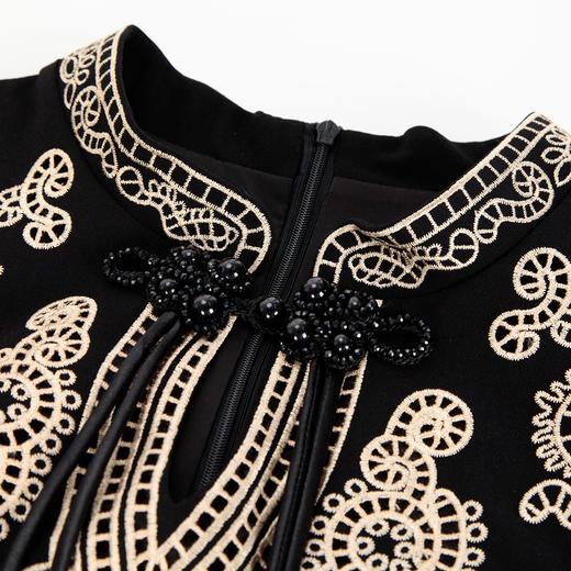 PF835斯尔丽2024新款新中式国风绣花盘扣改良拼接荷叶边裙摆显瘦连衣裙 商品图4