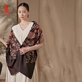 SAINTJOY/上久楷 宋锦围巾杜乐丽之花·深紫兰 深橘色 SCS20003