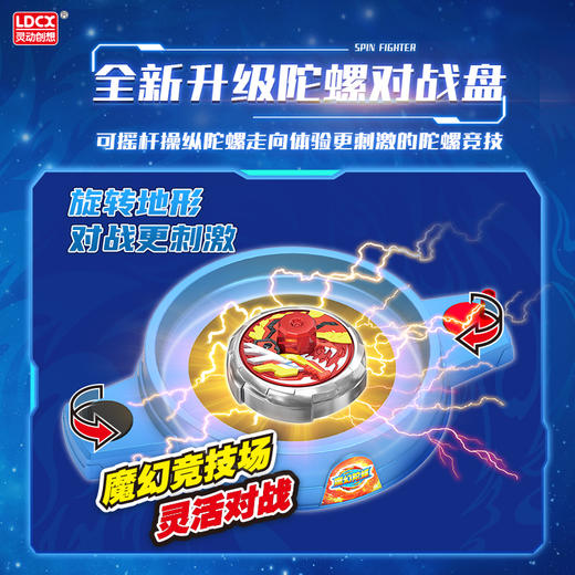 灵动创想 魔幻陀螺6代炽焰神龙旋转对战摇摆加速玩具套装 商品图4