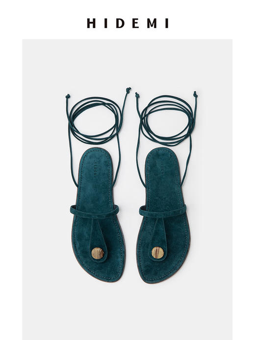 HIDEMI 昨日我是月亮系列月亮石细带设计感绑带平底凉鞋 商品图5