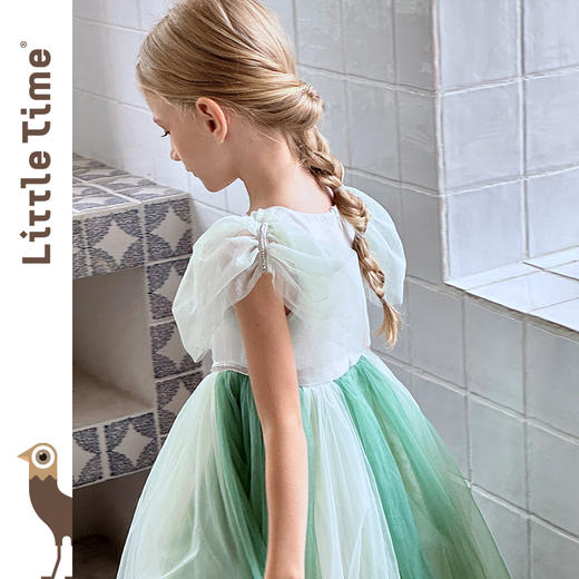 littletime女童法式田园绣花短袖2024春夏公主小女孩连衣裙 商品图3