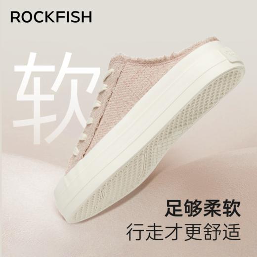 Rockfish 英国766厚底小方糖低帮增高方头帆布一脚蹬拖鞋出游穿搭 商品图5