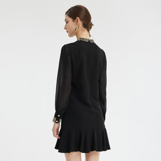 PF835斯尔丽2024新款新中式国风绣花盘扣改良拼接荷叶边裙摆显瘦连衣裙 商品图1