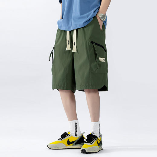 【新款DJR】大依优型大码五分裤工装短裤大号裤子弹力透气加肥加大夏季松紧腰宽松运动短裤沙滩裤 商品图0