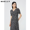NEELLY纳俪商场同款桑蚕丝V领碎花连衣裙女下摆不规则显瘦中长裙N24045Y01107 商品缩略图1