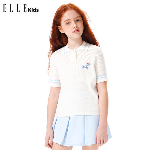 ELLEKIDS 童装 学院风腊肠狗绣花polo针织衫 商品图2