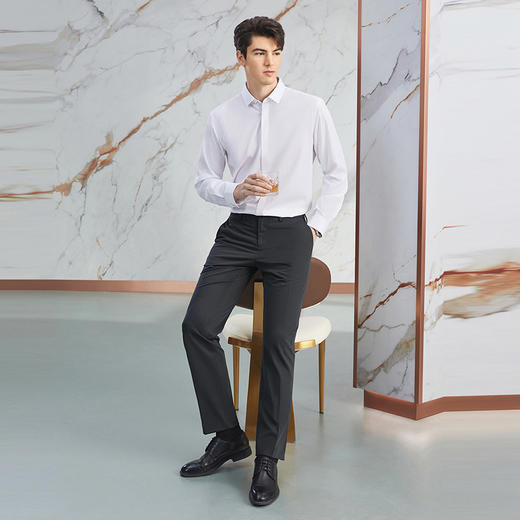 【高端系列】柒牌含羊毛西裤男2024春季新款商务百搭直筒西装长裤	126H70870 商品图3