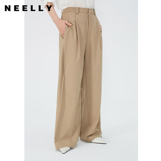 NEELLY纳俪商场同款高腰显瘦休闲裤女夏季通勤宽松时尚拖地西裤N24051H01157 商品图1
