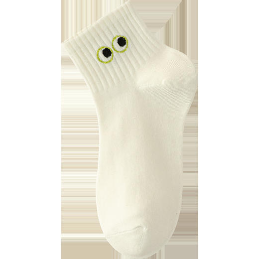 新品百搭  白色眼睛款 袜子女甜休闲袜薄款透气可爱少女中筒袜袜子1双 商品图1