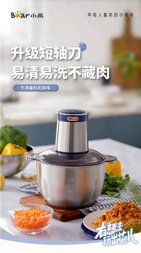 【HDXK】小熊（Bear）绞肉机家用 绞馅机 碎肉机 电动多功能搅拌饺子肉馅蒜蓉机全钢 大容量搅肉机 QSJ-C04Q1 3L单杯