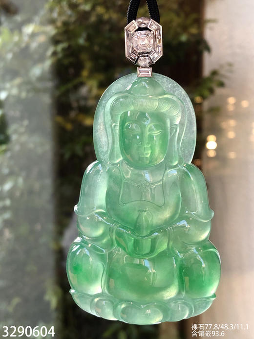 玻璃种艳绿观音吊坠【3290604】具体价格微信咨询 商品图5