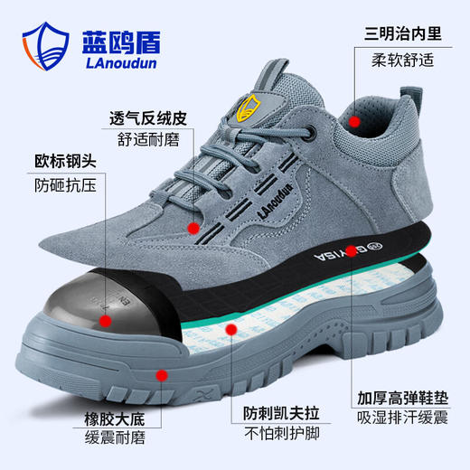 蓝鸥盾四季款劳保鞋男防砸防刺安全鞋钢包头工作鞋橡胶底 商品图4