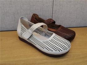 豪行夏季新款21292061真皮休闲平跟浅口女鞋凉鞋皮鞋专柜正品