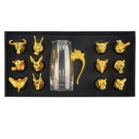 红、黑颜色随机 十二生肖酒具 1壶12杯