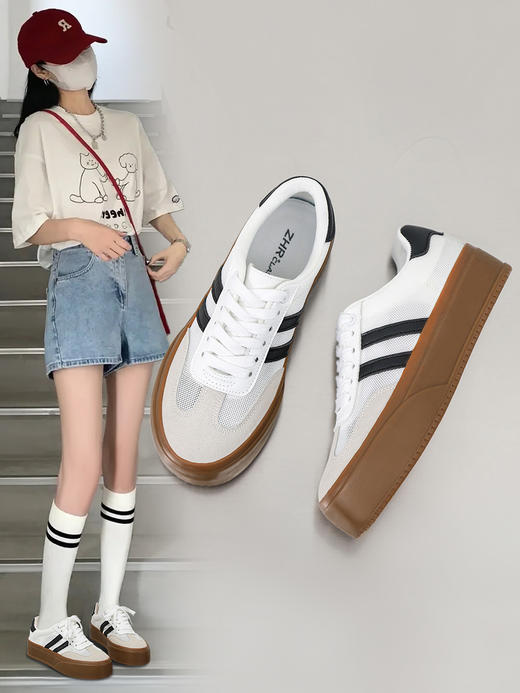 JRO1E-德训鞋女春夏新款百搭厚底板鞋 商品图0