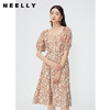 NEELLY纳俪商场同款夏季莱赛尔碎花连衣裙女气质插肩袖方领中长裙N24045Y01112 商品缩略图1