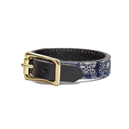 马登复古boro百家布拼接手环黄铜头层植鞣皮牛皮手镯配饰品男女 商品图4