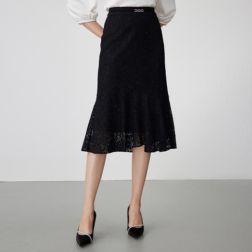 EITIE爱特爱夏季新款时尚精致优雅法式高腰蕾丝半身裙B2406302 商品图3