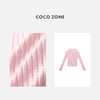 COCO ZONE100羊毛“粉芭比”简约圆领镂空针织开衫休闲单排扣上衣CC1B0693 商品缩略图2
