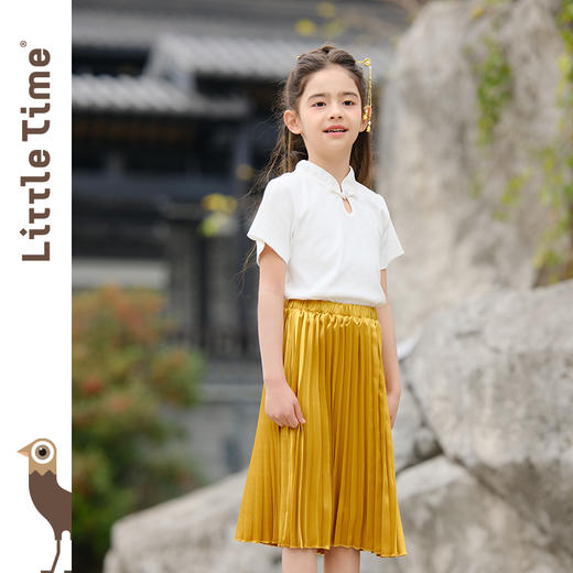 【26元秒杀】littletime女童短袖t恤夏季纯棉2024新款洋气盘扣中国结儿童上衣 商品图1