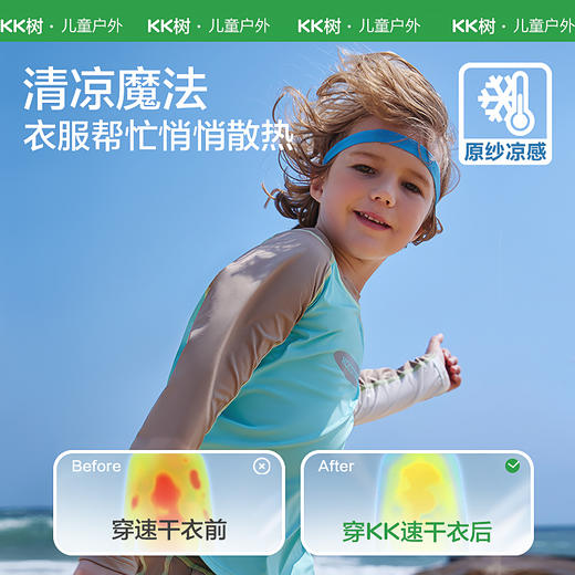KK树儿童长袖T恤2024新款男童女童原纱速干衣短袖长裤夏装A类凉感汗跑跑速干T 商品图2