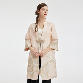 RE0A2斯尔丽2024春季新款优雅国潮定位提花宽松气质女式外套