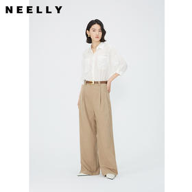 NEELLY纳俪商场同款高腰显瘦休闲裤女夏季通勤宽松时尚拖地西裤N24051H01157