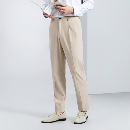 【犀牛褶】柒牌男装双褶西裤男春夏新款商务通勤上班修身直筒长裤	126H70850 商品图1
