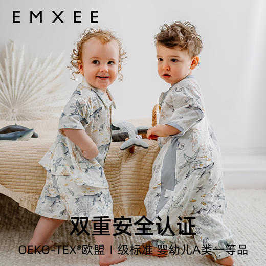 【宝宝安睡】EMXEE嫚熙婴童纱罗七分袖分腿睡袋 商品图4
