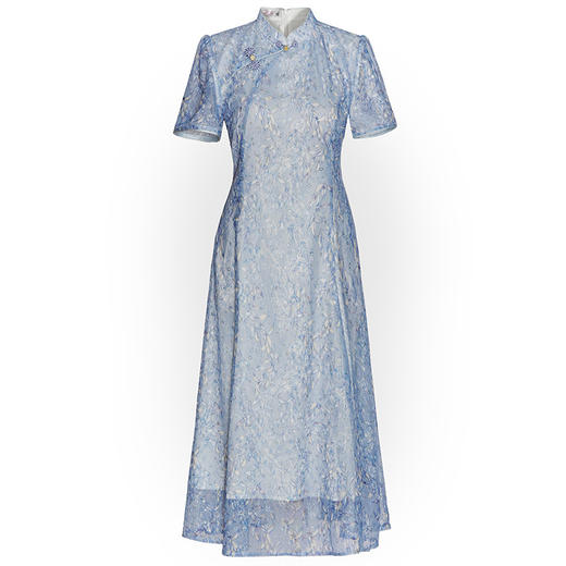 XGTQ24025清蓝2024夏装新款改良新中式国风女装日常修身旗袍连衣裙 商品图4