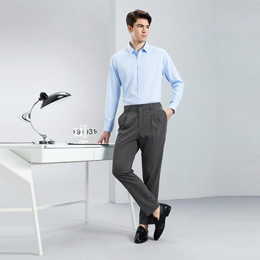 【犀牛褶】柒牌男装双褶西裤男春夏新款商务通勤上班修身直筒长裤	126H70850 商品图3