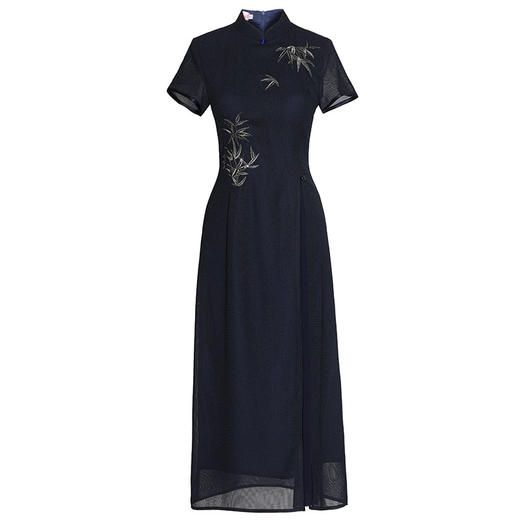 XGTQ24040枝竹2024夏装新款改良国风新中式绣花长款透气旗袍连衣裙 商品图4