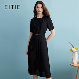 EITIE爱特爱夏季新款气质收腰压褶高级垂坠连衣裙B2407314
